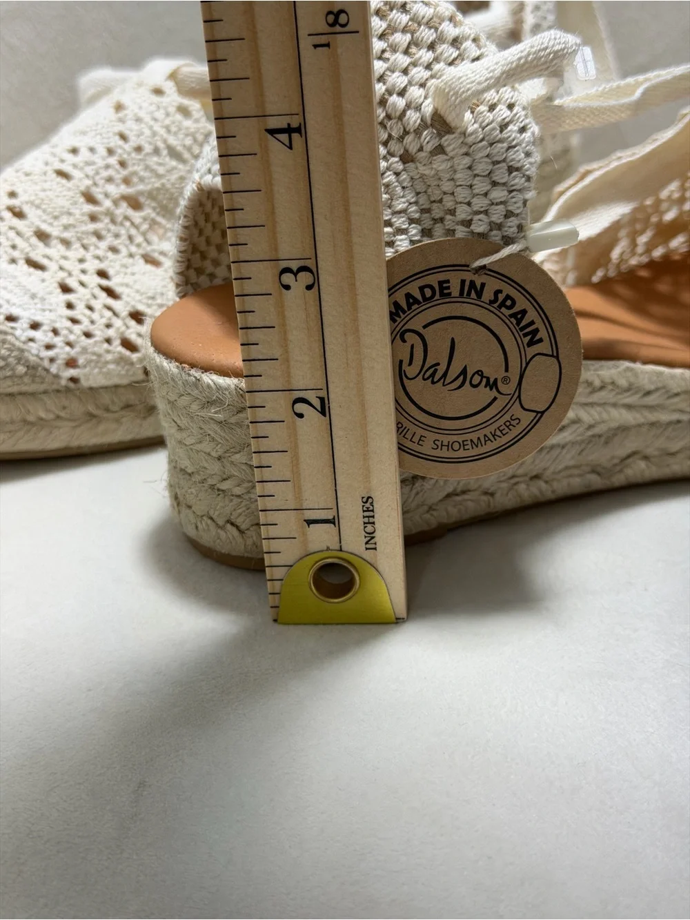 NWT Dalson Espadrille Crochet Lace Wedge Sandals Ankle Tie Ecru Size 9